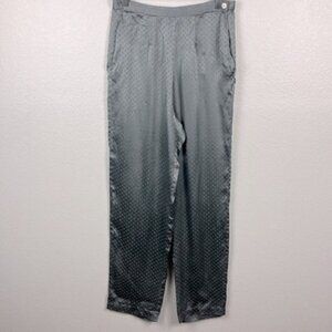 Galadriel Silk Slacks High Rise Swiss Dot Ankle Length Straight-Leg Grey Pants M
